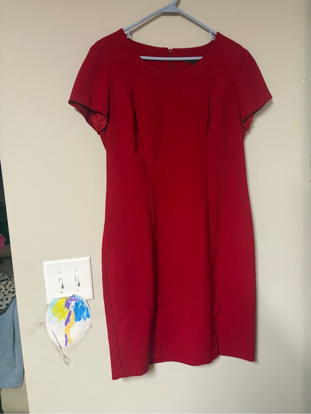 VTG Red Short-Sleeve Mini Shift Dress Size 10 Officecore Workwear Dress